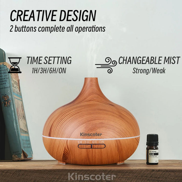 Wood Grain Essential Oil Diffuser with Remote Control