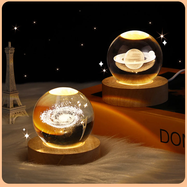 USB LED Night Light Galaxy Crystal Ball Lamp