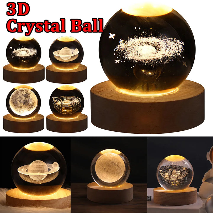 USB LED Night Light Galaxy Crystal Ball Lamp