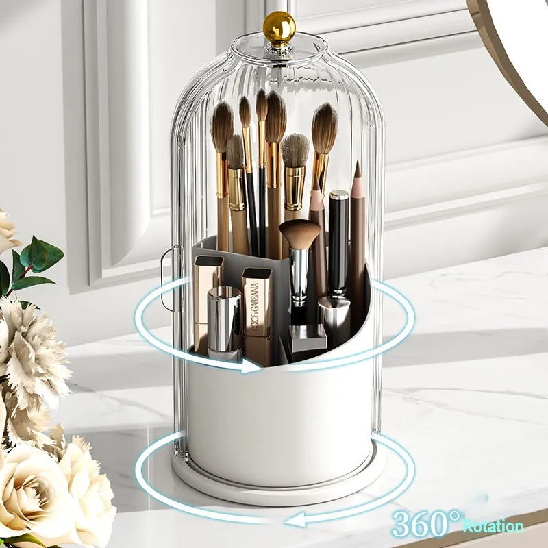 360° Rotating Makeup Brush Box with Lid